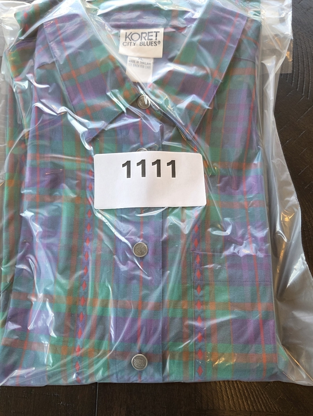 Vintage Koret City Blues Plaid Embroidered Shirt XL | Southwest Boho Button Dow - Picture 14 of 14
